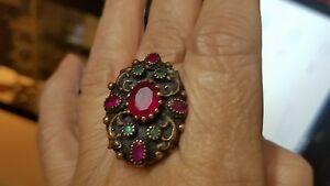 【送料無料】ネックレス スターリングルビーエメラルドリングサイズレディースstunning oxidized sterling ruby amp; emerald gemstone ring size 10 for ladies|hokushin
