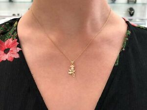 【送料無料】ネックレス　2バラペダルペンダント10kペンダントtwo toned standing rose with rose gold pedals pendant 10k gold pendant