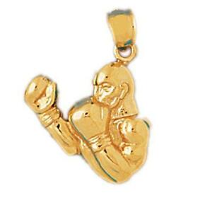 【送料無料】ネックレス　イエローゴールドボクシングボクサーペンダントアメリカ14k yellow gold boxing boxer pendant charm, made in usa｜hokushin