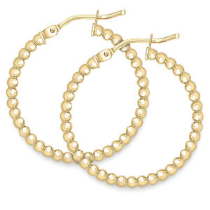 【送料無料】ネックレス　9ctゴールドイアリング9ct gold beaded hoop earrings