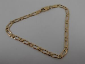 【送料無料】ネックレス イエローゴールドフィガロリンクブレスレット9ct yellow gold figaro link bracelet hallmarked|hokushin