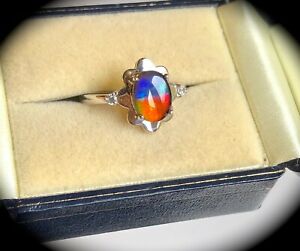 【送料無料】ネックレス　リングシルバーサイズammolite ring 925 silver size n certified amazing colours bnwt