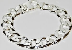 【送料無料】ネックレス　スターリングシルバーメンズブレスレットリンクインチ sterling silver mens bracelet curb link large chunky amp; heavy 9 inch