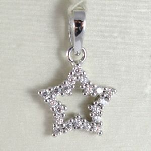 【送料無料】ネックレス　ホワイトゴールドペンダントジルコンイタリアwhite gold pendant 750 18k, star, long 17 cm, with zircon, made in italy｜hokushin