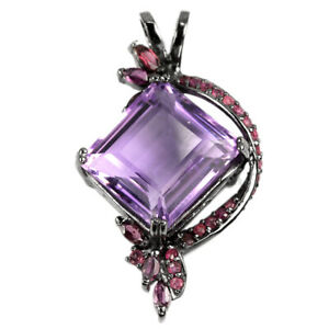 【送料無料】ネックレス　ガーネットルビースターリングシルバーペンダント3175ct real purple amethyst rhodolite garnet ruby sterling 925 silver pendant