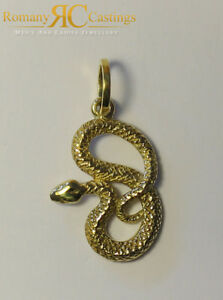 【送料無料】ネックレス　カールスネークペンダント9ct yellow solid gold curled up snake pendant 20 x 15 mm 364g hallmarked 375