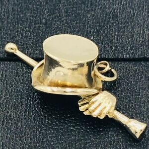 【送料無料】ネックレス ヴィンテージ9ct 375イェローゴールドシルクハットグローブチャームペンダント465vintage 9ct 375 yellow gold top hat, gloves and cane charm pendant 465|hokushin