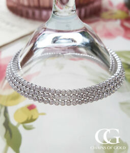 【送料無料】ネックレス　レディーストリプルテニスブレスレットladies fine sterling silver sparkling triple row tennis bracelet 75