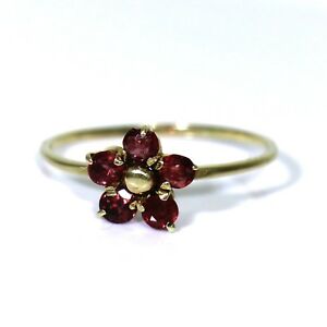 【送料無料】ネックレス　ｋゴールドルビーデイジークラスタリングサイズ9ct 9k gold ruby daisy cluster ring size 6 34 n｜hokushin