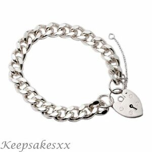 【送料無料】ネックレス　スターリングシルバーメンズチェーンブレスレットフラットデザインsterling silver mens chain bracelet 8 flat curb design made in uk hallmarked