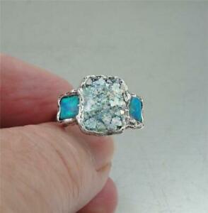 【送料無料】ネックレス　ハダルデザイナーローマガラスオパールリングサイズhadar designers sterling silver antique roman glass opal ring size 8 as｜hokushin