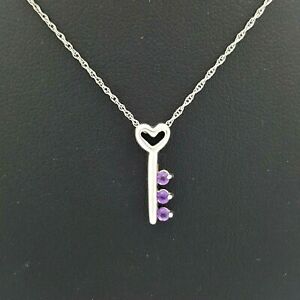 【送料無料】ネックレス　レディースホワイトゴールドアメジストキーペンダントツイストチェーンladies 10ct 417, 10k white gold fine twisted chain with amethyst key pendant 32,370円