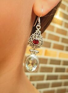 【送料無料】ネックレス　1020ctアメジストガーネットイアリングスターリングnatural 1020ct green amethyst red garnet earrings dangle solid sterling silver