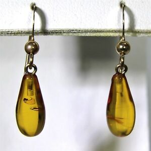 【送料無料】ネックレス イエローゴールドオレンジドロップイヤリング9ct 9k yellow gold genuine amber drop earrings|hokushin