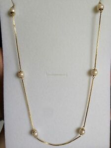 【送料無料】ネックレス　ゴールドパールボール9ct gold with pearl ball detailing