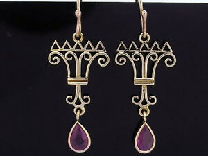 【送料無料】ネックレス ソリッドイエローゴールドルビークラウンドロップイヤリングce293 exquisite genuine 9ct solid yellow gold natural ruby crown drop earrings|hokushin