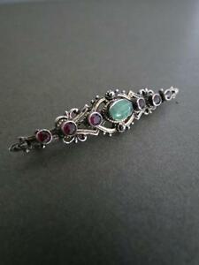 【送料無料】ネックレス　ビンテージシルバールビーブローチvintage silver ruby chrysoprase brooch