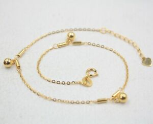 【送料無料】ネックレス　ｋイエローゴールドｍｍビーズケーブルリンクブレスレットpure 18k yellow gold 4mm bead charm with cable link bracelet 215cm au750