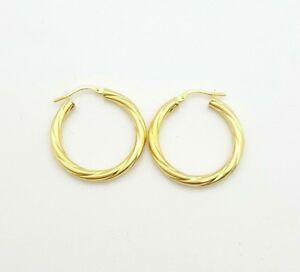 【送料無料】ネックレス レディースフープイヤリングイエローゴールドツイストパターンフープイヤリングladies hoop earrings 18ct 750, 18k yellow gold twist pattern hoop earrings|hokushin