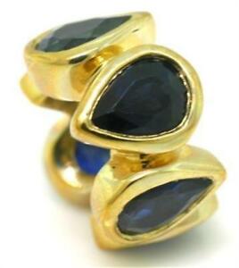 【送料無料】ネックレス　サファイアソリッドゴールドビーズフィットブランドsapphire pear 9k 9ct 375 solid gold bead charm fits major brands natural