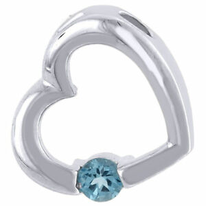 【送料無料】ネックレス　トパーズペンダント10kホワイトゴールドカットチャーム015 ctblue topaz heart pendant 10k white gold round cut love charm 015 ct｜hokushin