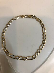 【送料無料】ネックレス　ゴールドフィガロチェーンブレスレットa fully hm 9ct gold figaro chain bracelet pre owned but perfect condition｜hokushin