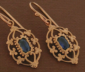 【送料無料】ネックレス　e0699k 9ctnaturalサファイアブドウイアリングe069 genuine 9k 9ct rose gold natural sapphire dangle earrings vintage drops