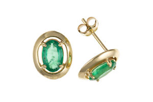 【送料無料】ネックレス　エメラルドピアスイヤリングemerald stud earrings yellow gold oval studs natural stones｜hokushin