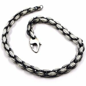【送料無料】ネックレス シルバーブレスレットサテンロープパターンsilver 925 bracelet, burnished satin, braided, rope pattern, 21 cm|hokushin