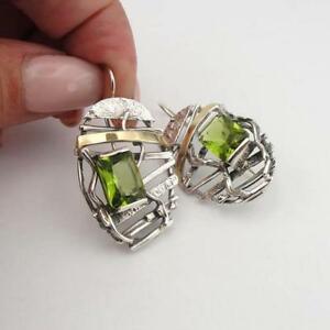 【送料無料】ネックレス　ハダルデザイナーペリドットイヤリングハンドメイドイエローゴールドシルバーhadar designers peridot cz earrings handmade gift 9k yellow gold 925 silver
