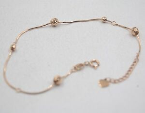 【送料無料】ネックレス　18kヘビリンク19cmau7504mmpure 18k rose gold bracelet 4mm bead with snake link bracelet 19cm au750