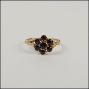【送料無料】ネックレス　イエローゴールドガーネットフラワーヘッドリングサイズ9ct yellow gold garnet flower head ring uk size n us 6