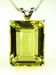 【送料無料】ネックレス　レモンエメラルドカットペンダント925スターリング20x15 mmvery large lemon citrine emerald cut pendant 925 sterling silver 20x15 mm