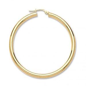 【送料無料】ネックレス イエローゴールドフープイヤリング9ct hallmarked yellow gold plain highly polished 44mm round hoop earrings|hokushin