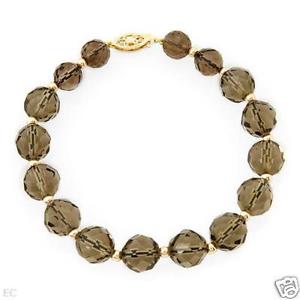 【送料無料】ネックレス ソリッドkイエローゴールドスモーキートパーズビーズブレスレットstunning solid 14k yellow gold genuine smoky topaz beaded bracelet|hokushin