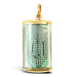 【送料無料】ネックレス　イエローゴールドポンドプラスチックケースペンダントforever mine fine 9ct yellow gold old one pound note plastic casing pendant｜hokushin 27,287円