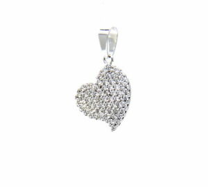 【送料無料】ネックレス　ホワイトゴールドペンダントレディースwhite gold pendant 18kt 7501000 heart pavee cz charm ladies｜hokushin