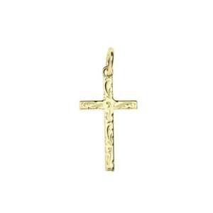 【送料無料】ネックレス イエローゴールドクロスsmall 9ct yellow gold patterned cross 13g|hokushin