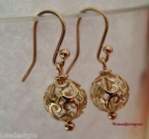 【送料無料】ネックレス　ローズゴールドユーロボールドロップイヤリングkaedesigns,genuine 9ct rose gold 10mm euro ball drop filigree earrings