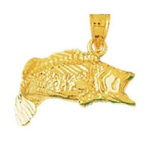 【送料無料】ネックレス　イエローゴールドペンダントアメリカ14k yellow gold bass fish pendant charm, made in usa 27,937円