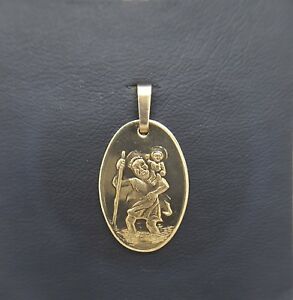 【送料無料】ネックレス kゴールドセントクリストファーメダリオンペンダントドルmiran 081103 9k gold st christopher medallion pendant 20mm x 14mm 19g rrp 260|hokushin