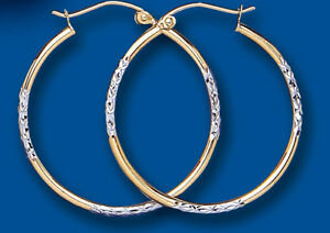 【送料無料】ネックレス　フープイヤリングゴールドフープイエローホワイトゴールドクレオールミリhoop earrings gold hoops yellow and white gold creole 30mm hallmarked｜hokushin