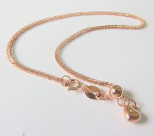 【送料無料】ネックレス　ｋローズゴールドブレスレットリンクブレスレット100 pure 18k rose gold bracelet wheat link bracelet 175cm heart charm｜hokushin