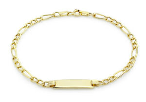 【送料無料】ネックレス　イエローゴールドフィガロブレスレット9ct yellow gold hollow figaro id bracelet 18cm7