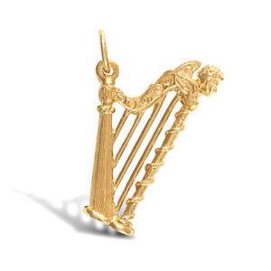 【送料無料】ネックレス イエローゴールドハープペンダントforever mine fine solid 9ct yellow gold music intricate harp charm pendant|hokushin
