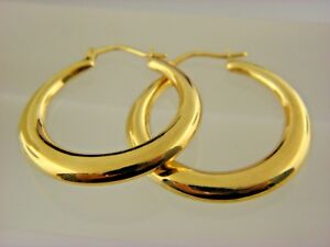 【送料無料】ネックレス　14kイェローゴールドイアリング8814k solid yellow gold smooth hoop earrings 88