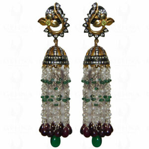 【送料無料】ネックレス　パールルビーエメラルドペリドットスターリングシルバービードイヤリングpearl, ruby, emerald amp; peridot bead earrings in 925 sterling silver se031001