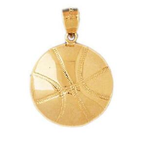 【送料無料】ネックレス イエローゴールドバスケットボールペンダントアメリカ14k yellow gold basketball pendant charm, made in usa|hokushin