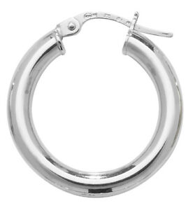 【送料無料】ネックレス ホワイトゴールドフープイヤリング9ct white gold large plain hoop earrings|hokushin