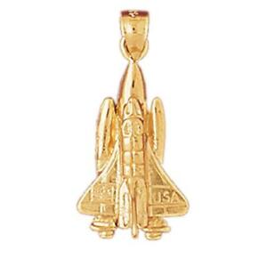 【送料無料】ネックレス　イエローゴールドスペースシャトルペンダントアメリカ14k yellow gold space shuttle pendant charm, made in usa｜hokushin
